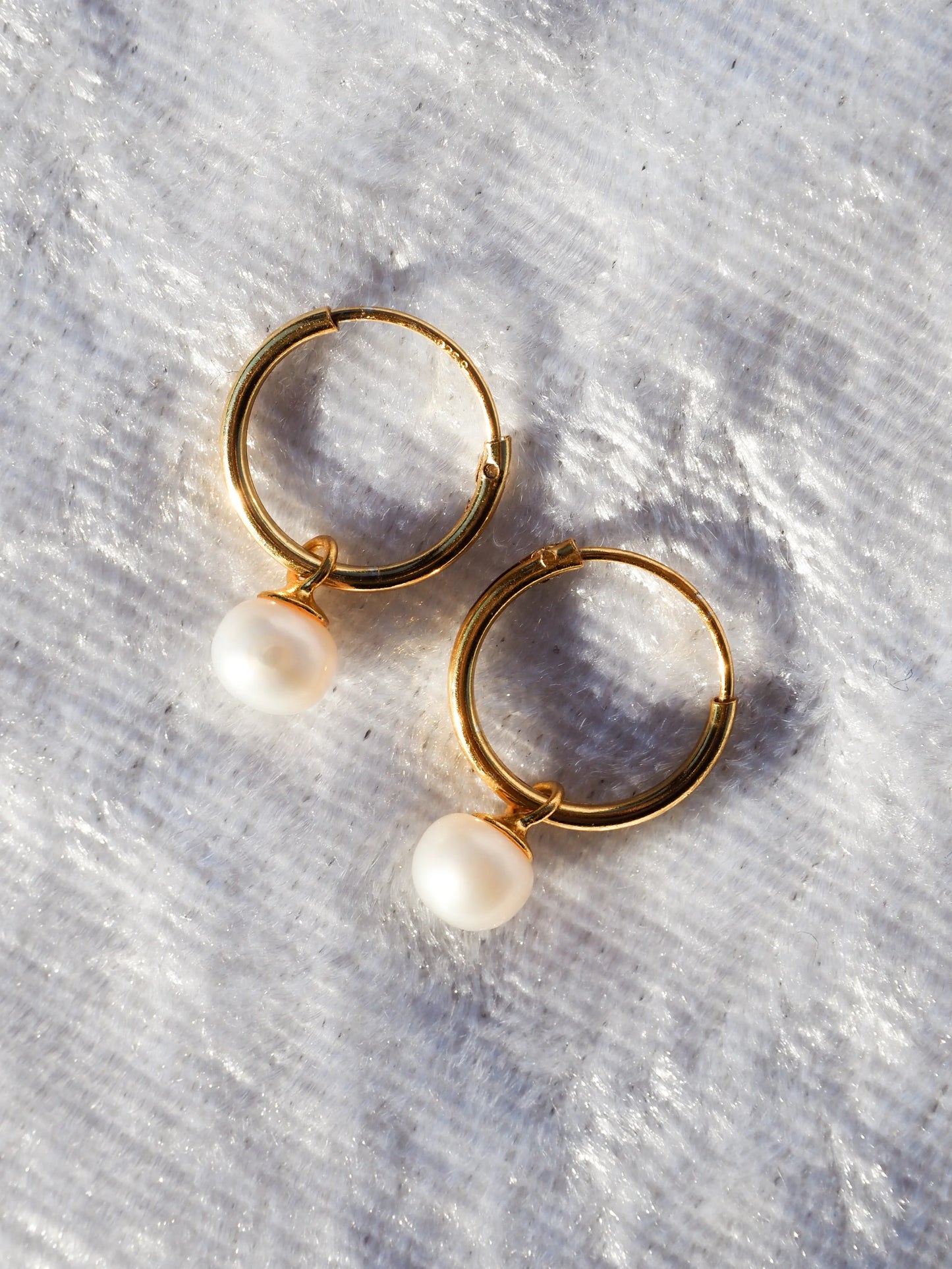 Alesi Creative Mini Pearl Hoops Gold Earrings | The Ivy Plant Studio