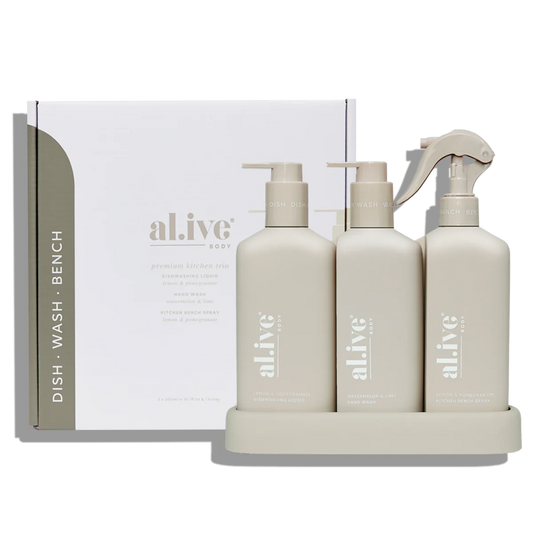 Alive Body Kitchen Trio, The Ivy Plant Studio, kitchen cleaning products,