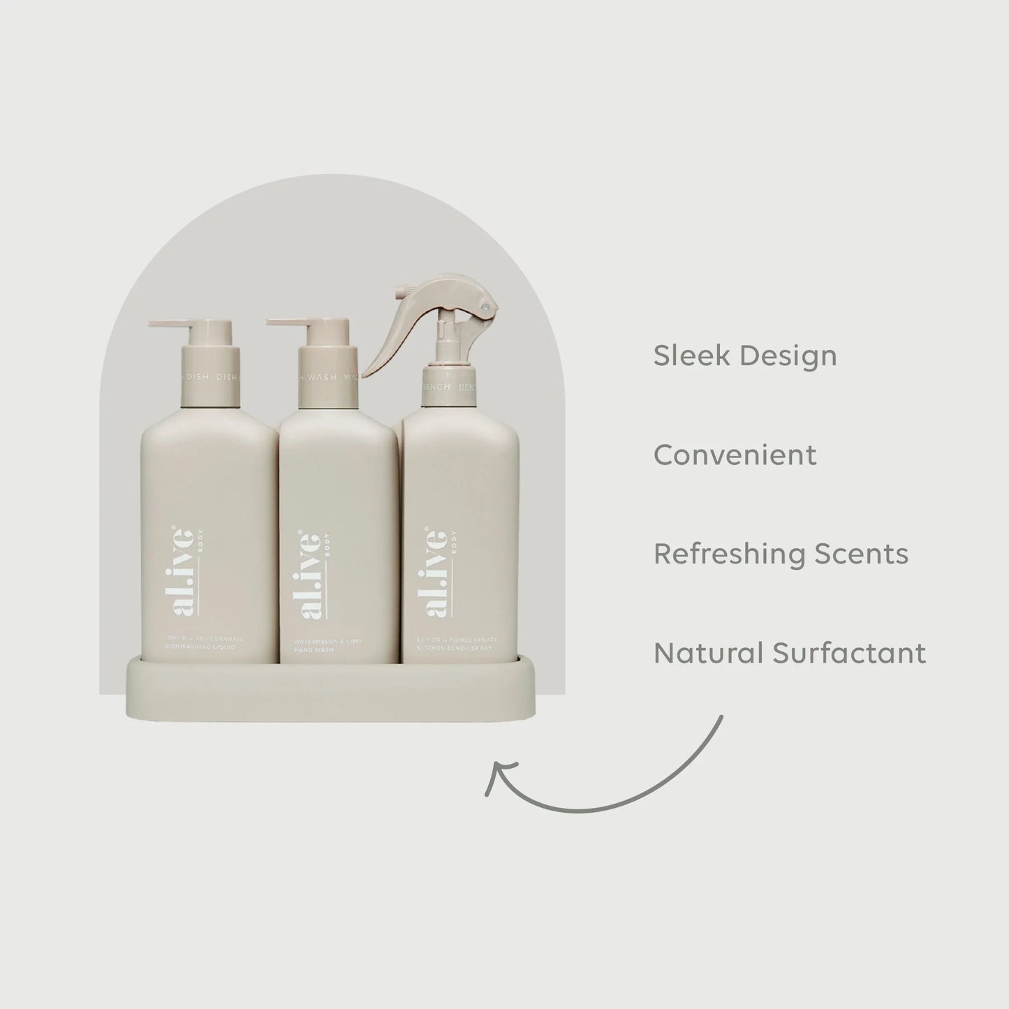 Alive Body Kitchen Trio, The Ivy Plant Studio, kitchen cleaning products,