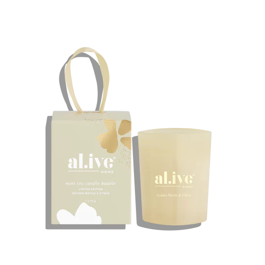 Alive Body Mini Soy Candle Bauble - Golden Wattle & Citrus | The Ivy Plant Studio