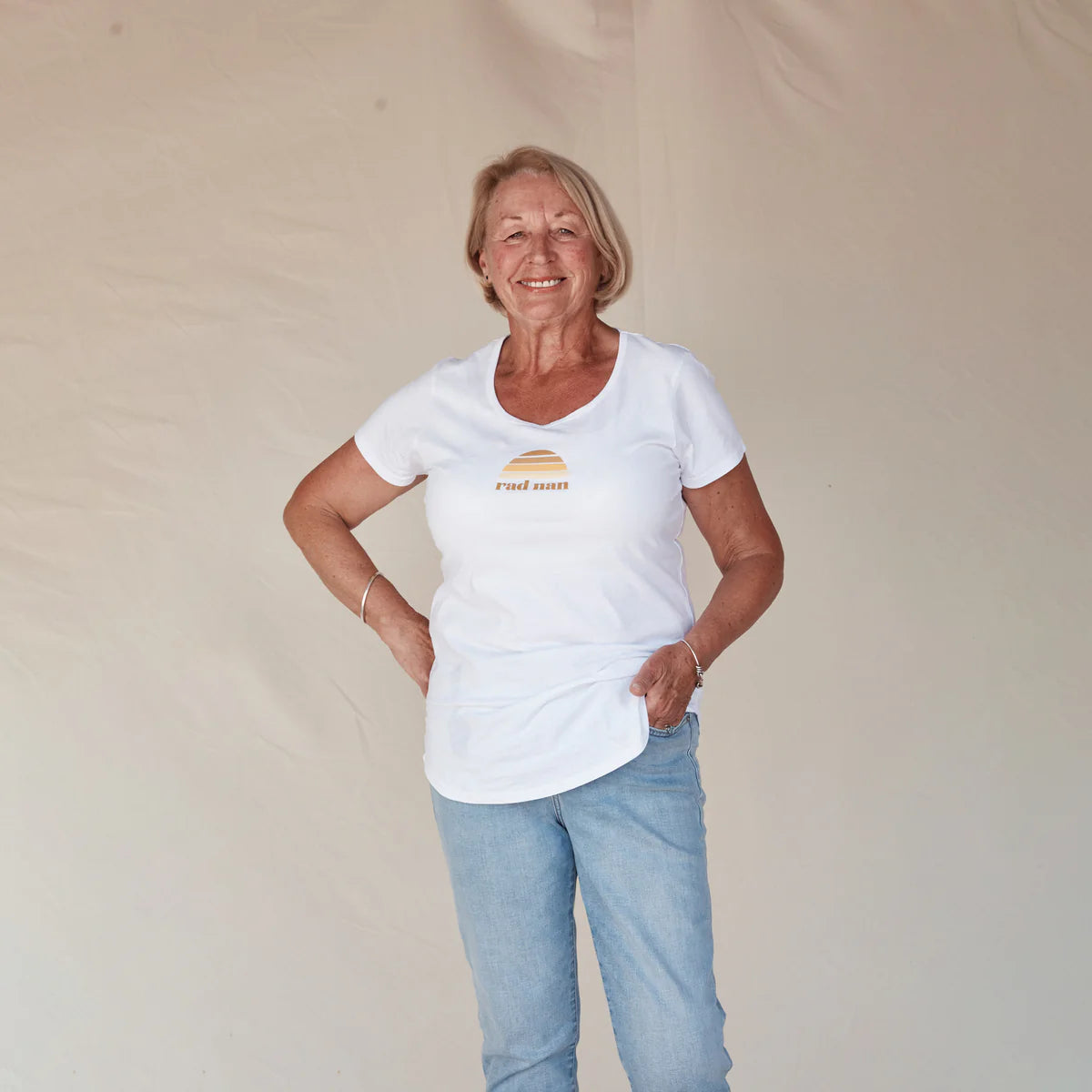 RAD NAN SCOOP NECK TEE - WHITE