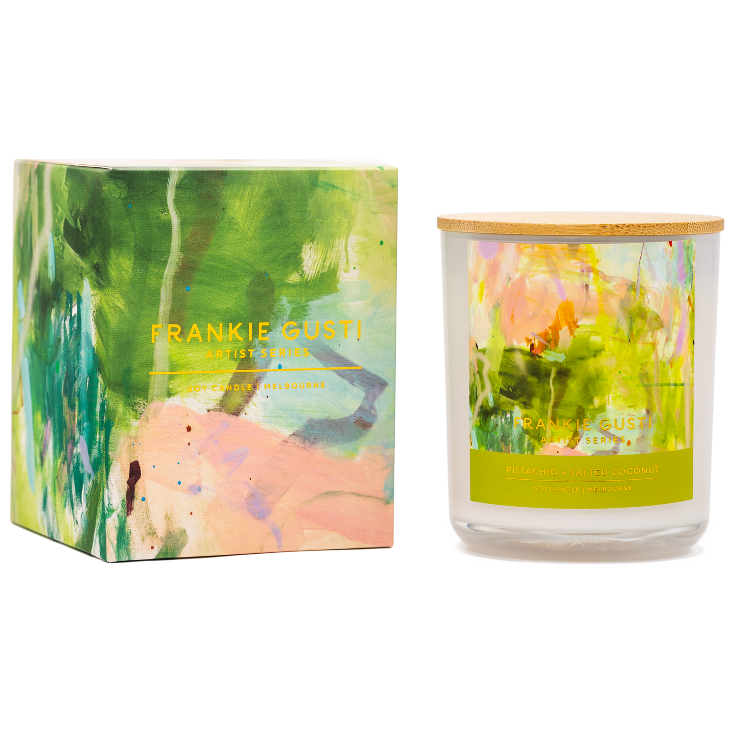 FRANKIE GUSTI PISTACHIO + SALTED COCONUT CANDLE | KATE ELIZA | THE IVY PLANT STUDIO