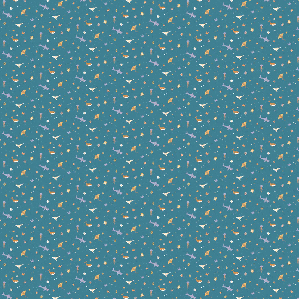 Fox & Fallow Ocean Creatures Marine Organic Fitted Cot Sheet | The Ivy Plant Studio