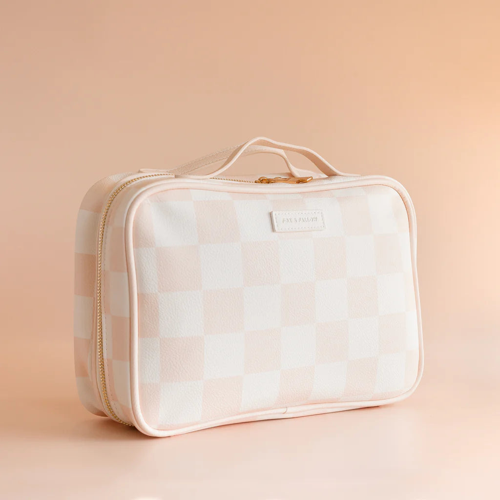 Fox & Fallow's Salmon Check Cosmetic Bag | The Ivy Plant Studio