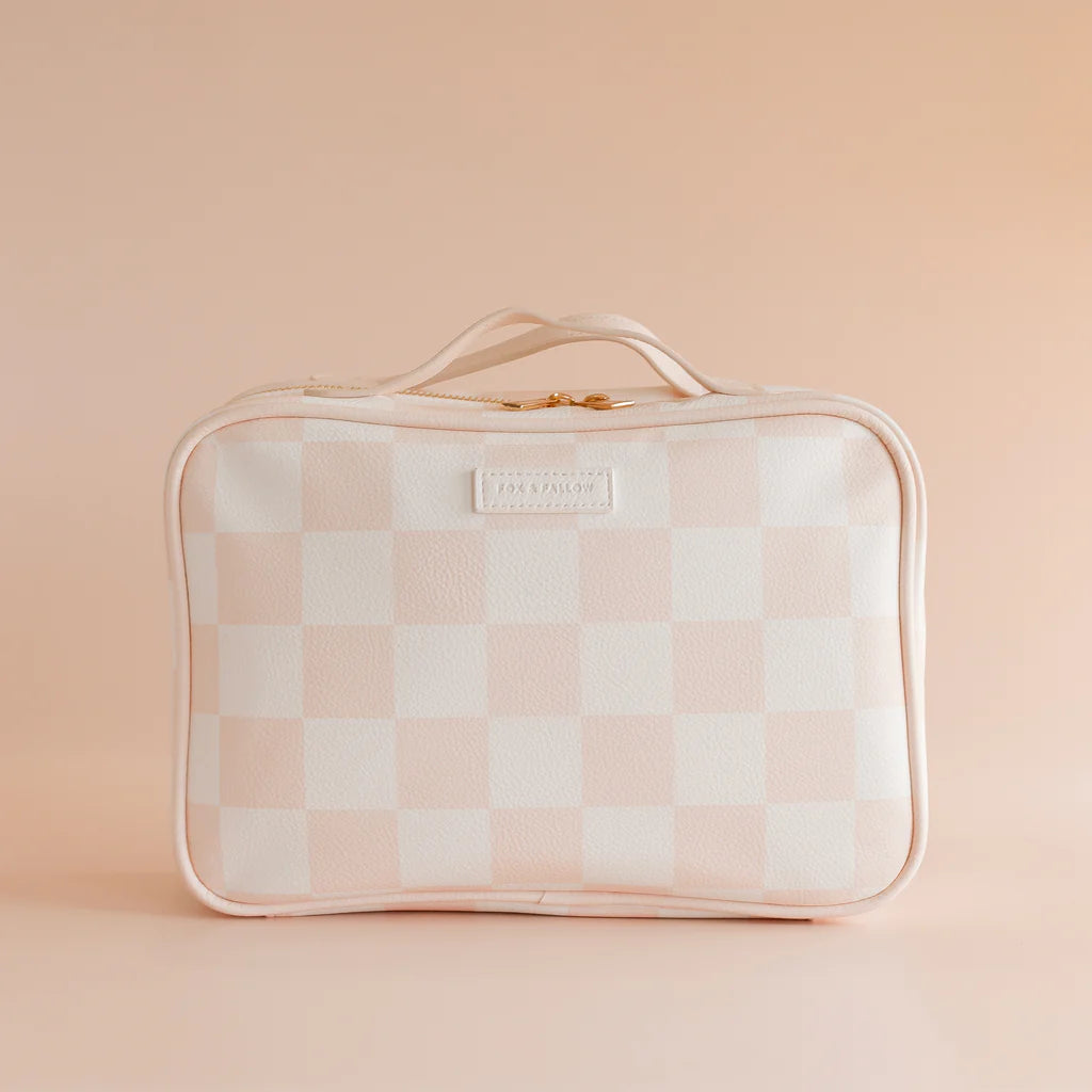 Fox & Fallow's Salmon Check Cosmetic Bag | The Ivy Plant Studio