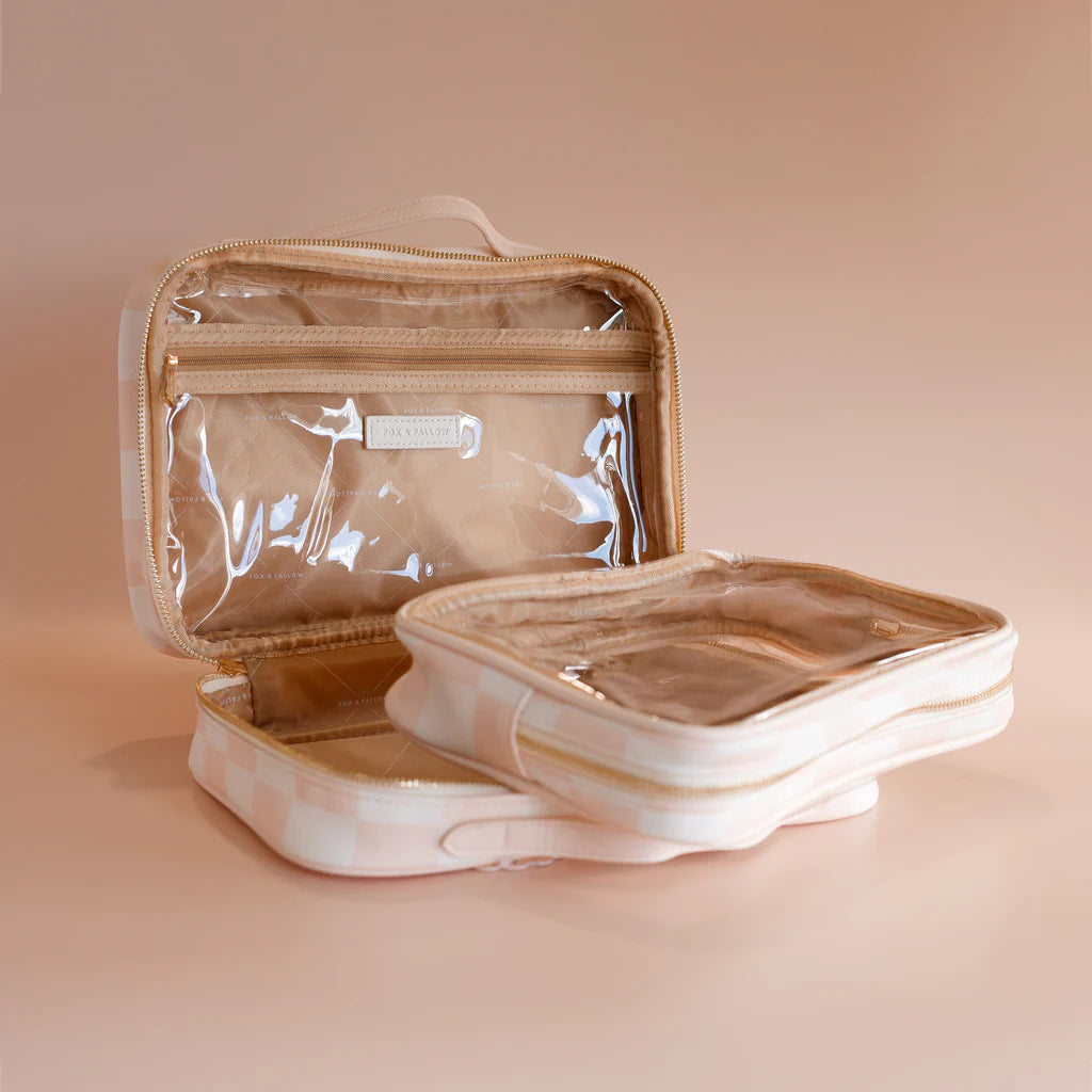 Fox & Fallow's Salmon Check Cosmetic Bag | The Ivy Plant Studio