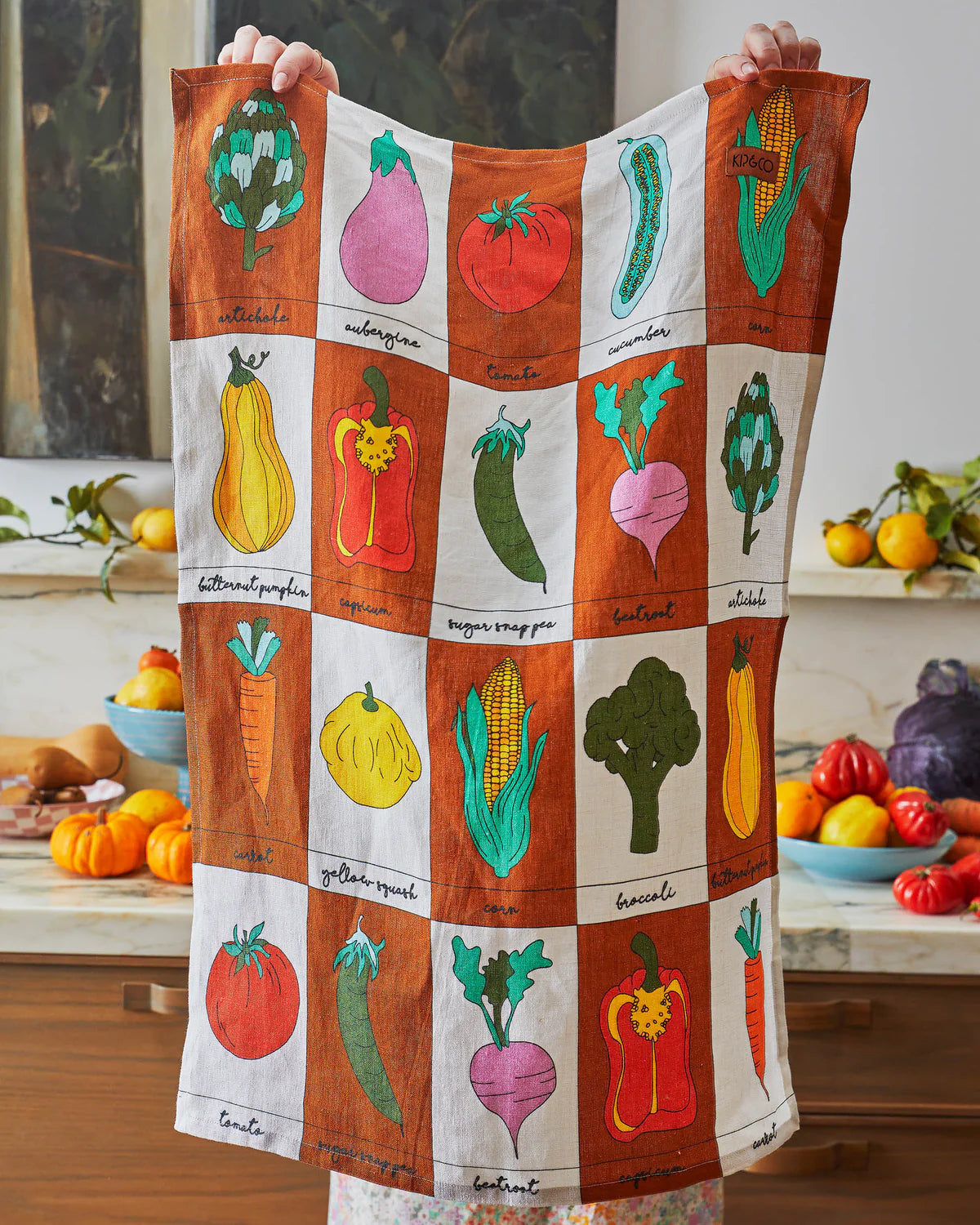 Kip & Co VEGIE BOX LINEN TEA TOWEL | The Ivy Plant Studio