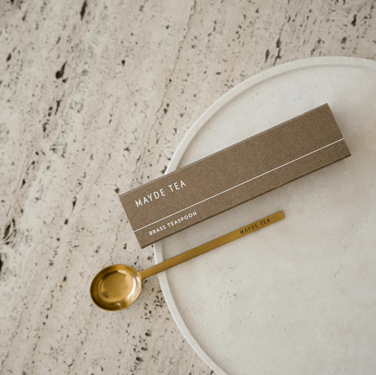 Mayde Tea Brass Serving Spoon, mayde tea,