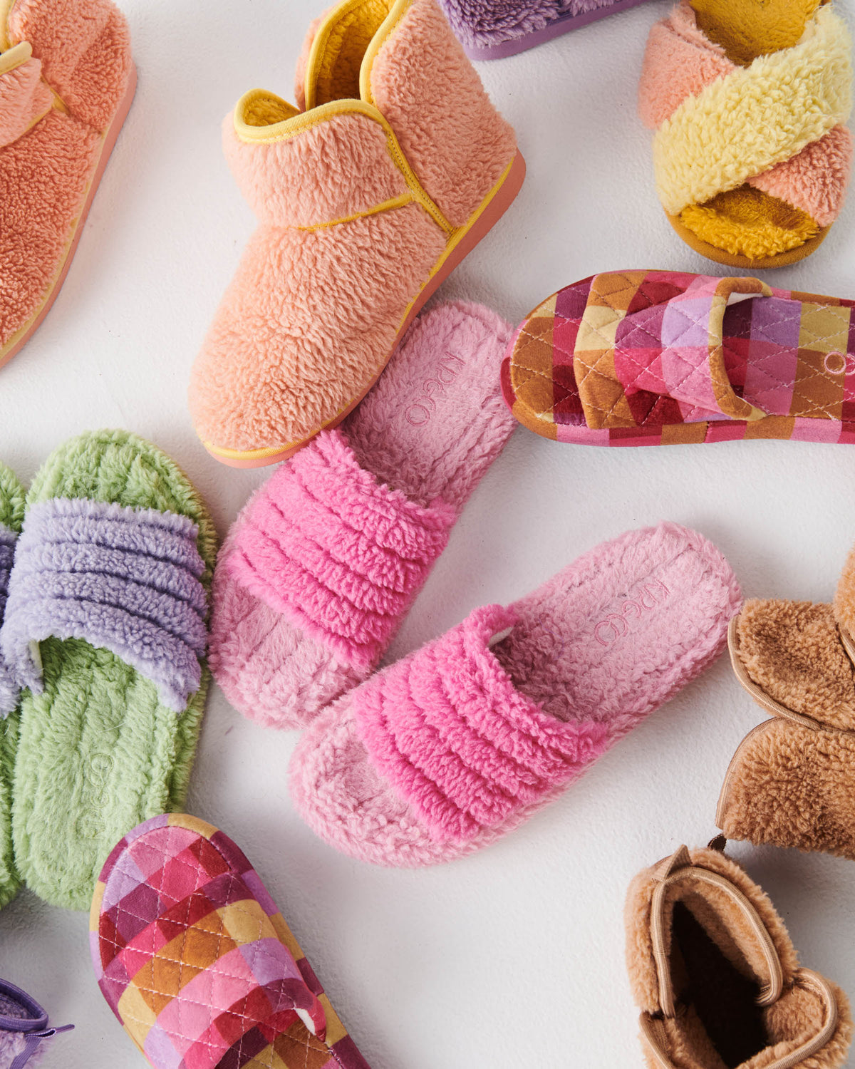 POOCHIE PINK QUILTED SHERPA ADULT SLIPPERS