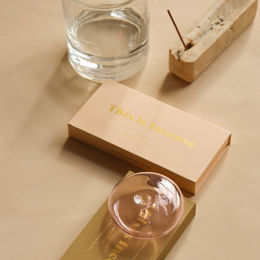 Pink Glass Incense Holder