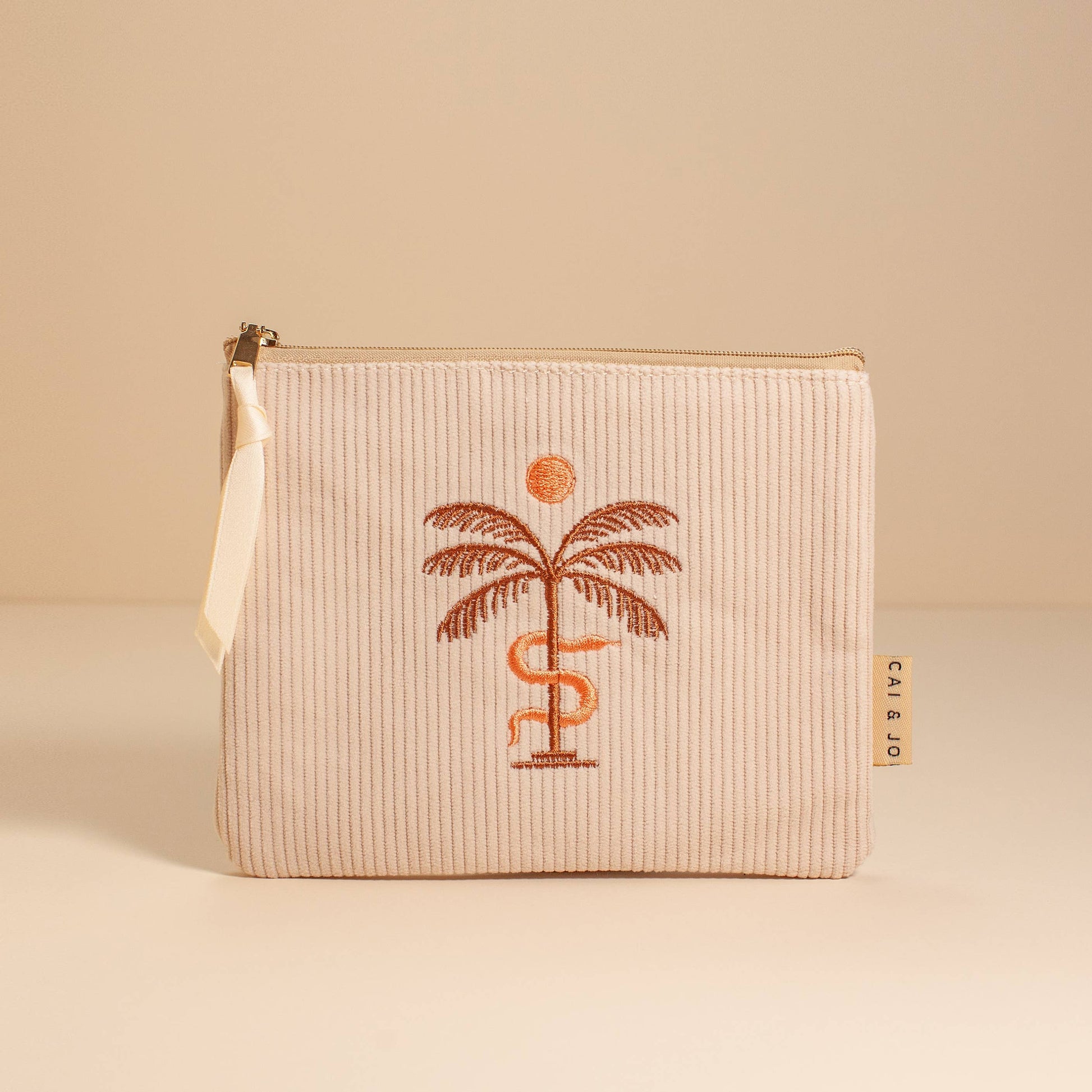 Cai & Jo Corduroy Pouch in Stone