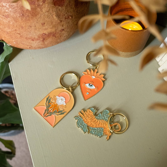 Cai & Jo Cactus Flower Enamel Keychain: Loose | The Ivy Plant Studio 