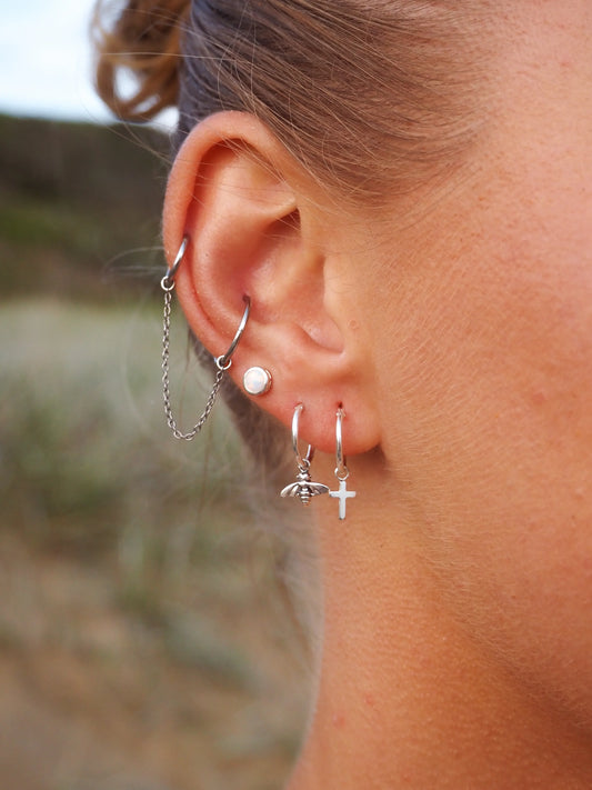 Alesi Creative Bee Hoops Silver | The Ivy Plant Studio
