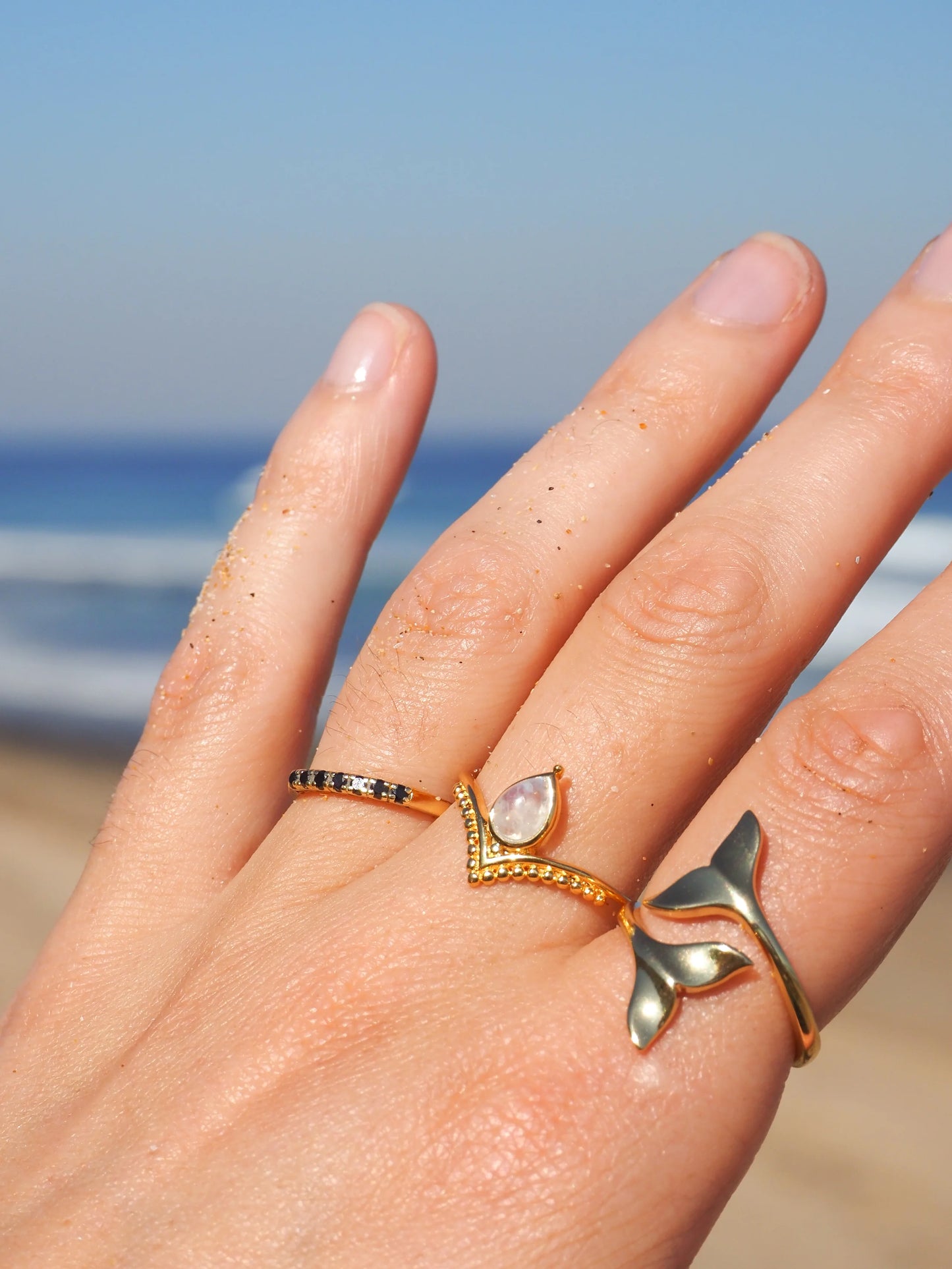 Goddess Moonstone Ring Gold