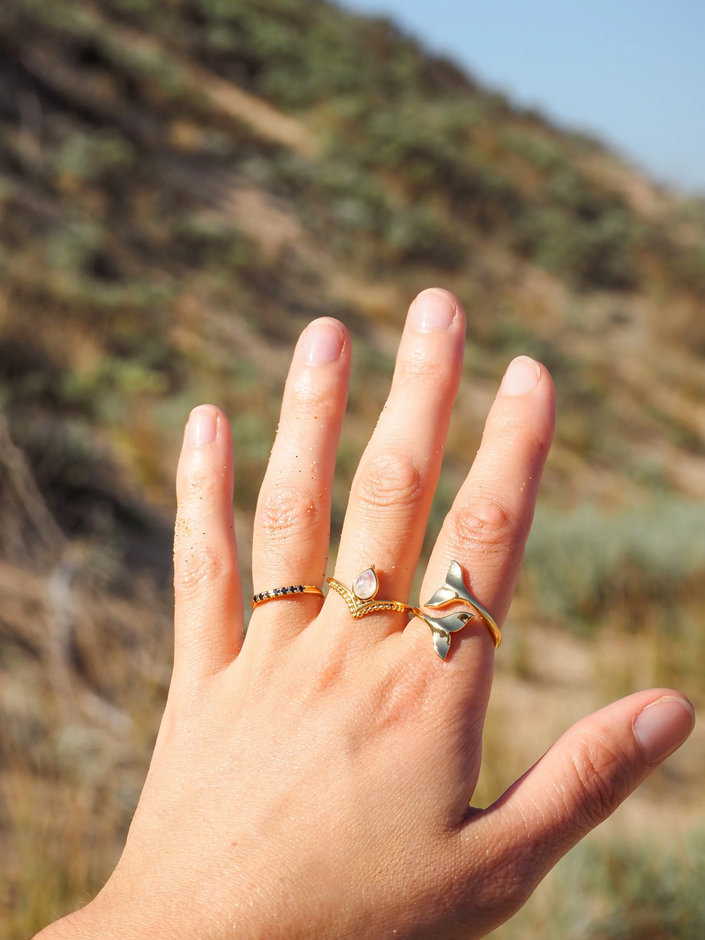 Goddess Moonstone Ring Gold