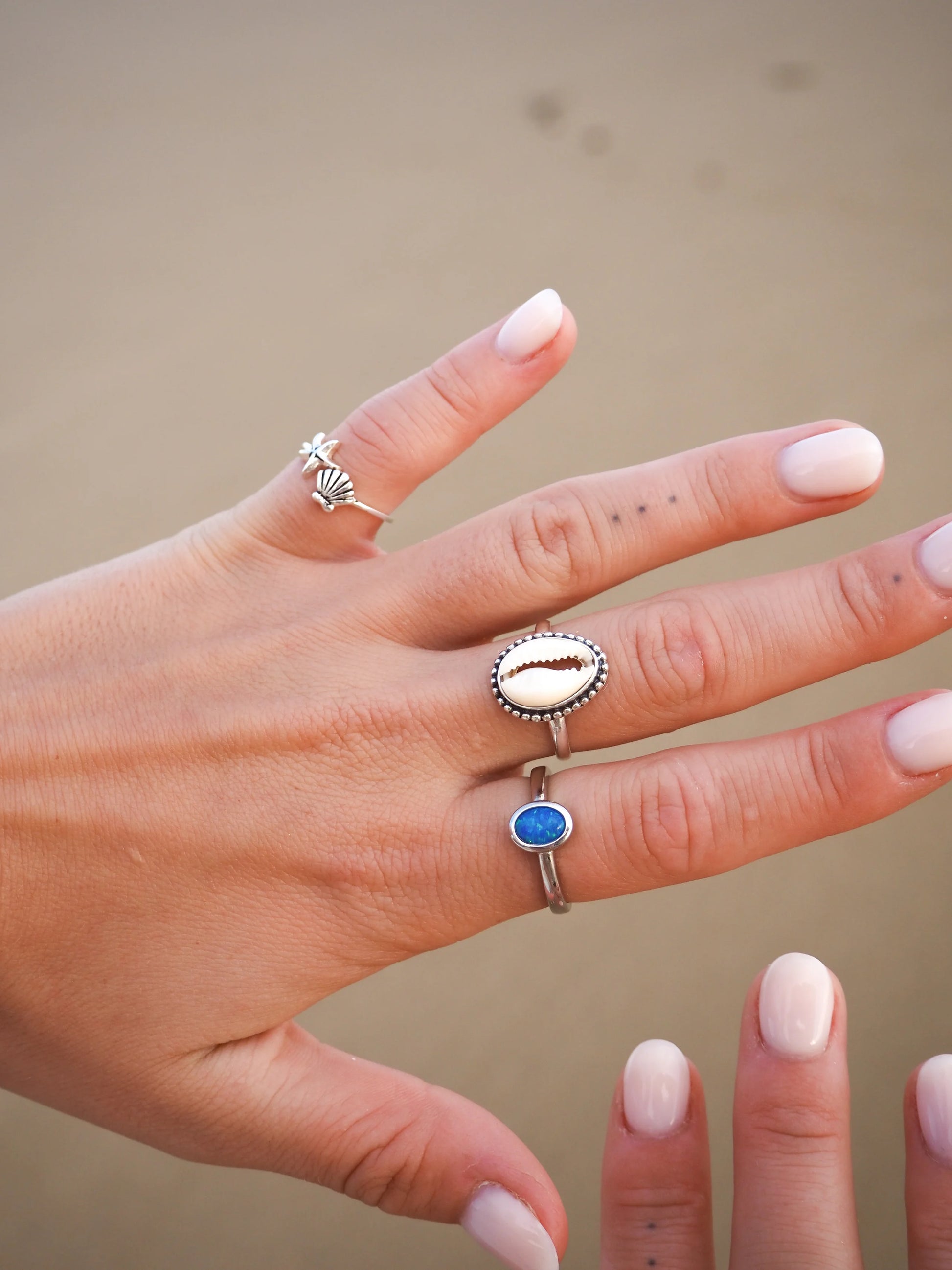 Alesi Creative Starfish Shell Ring Silver | The Ivy Plant Studio