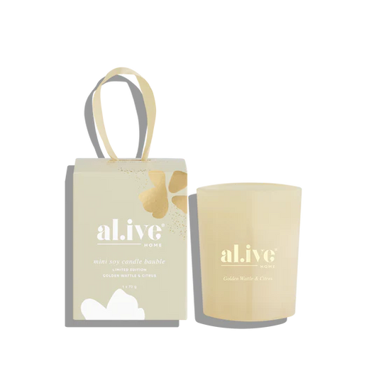 Alive Body Mini Soy Candle Bauble - Golden Wattle & Citrus | The Ivy Plant Studio 