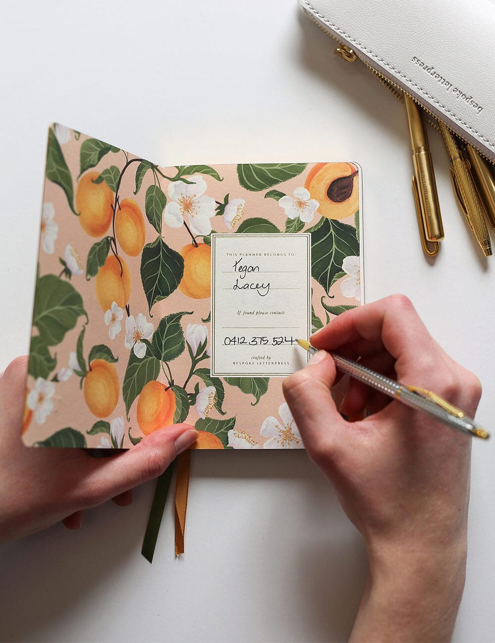 Bespoke Letterpress 2025 POCKET PLANNER - PEACHES | The Ivy Plant Studio 