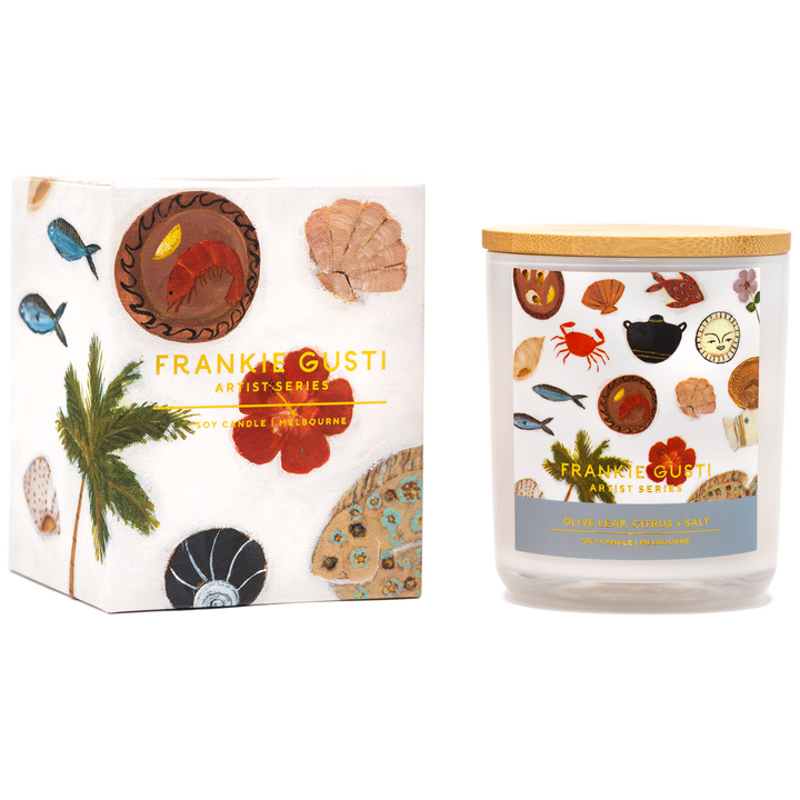 FRANKIE GUSTI OLIVE LEAF, CITRUS + SALT CANDLE | GABRIELLE DIAMANTIS | THE IVY PLANT STUDIO 