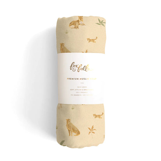 Fox & Fallow Little Leopards Organic Muslin Wrap Swaddle | The Ivy Plant Studio