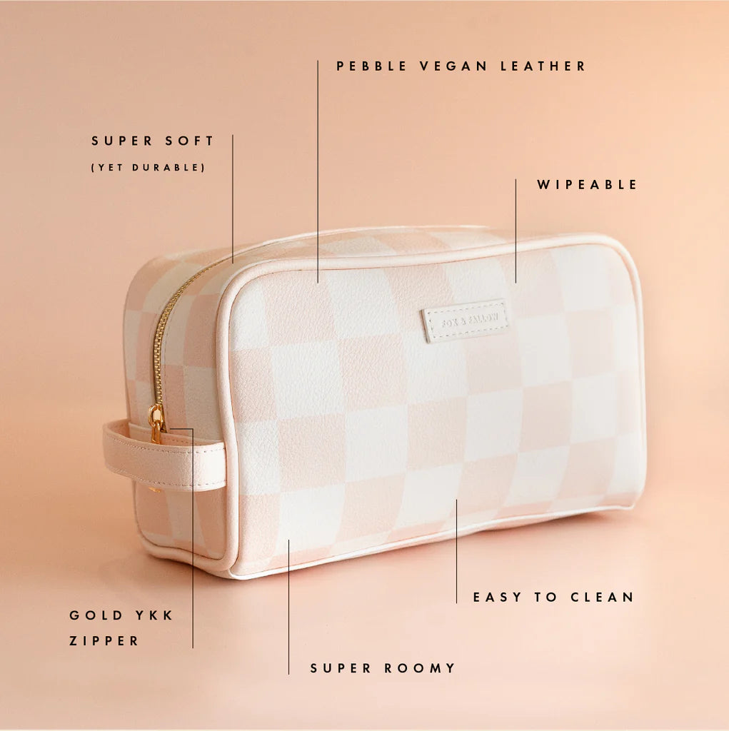 Fox & Fallow's Salmon Check Wash Bag | The Ivy Plant Studio