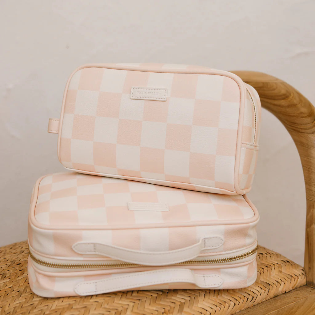 Fox & Fallow's Salmon Check Wash Bag | The Ivy Plant Studio