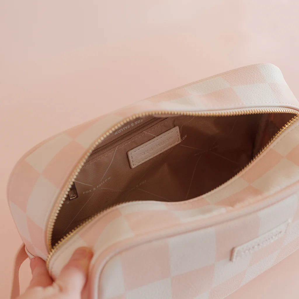 Fox & Fallow's Salmon Check Wash Bag | The Ivy Plant Studio