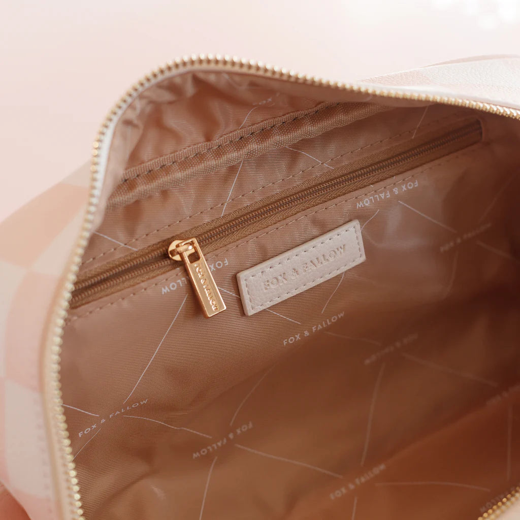 Fox & Fallow's Salmon Check Wash Bag | The Ivy Plant Studio