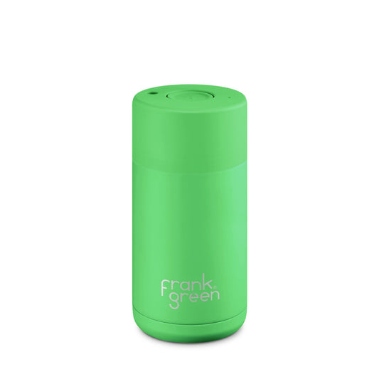 Frank Green 355ml Neon Green Push Button Reusable Cup  | The Ivy Plant Studio 