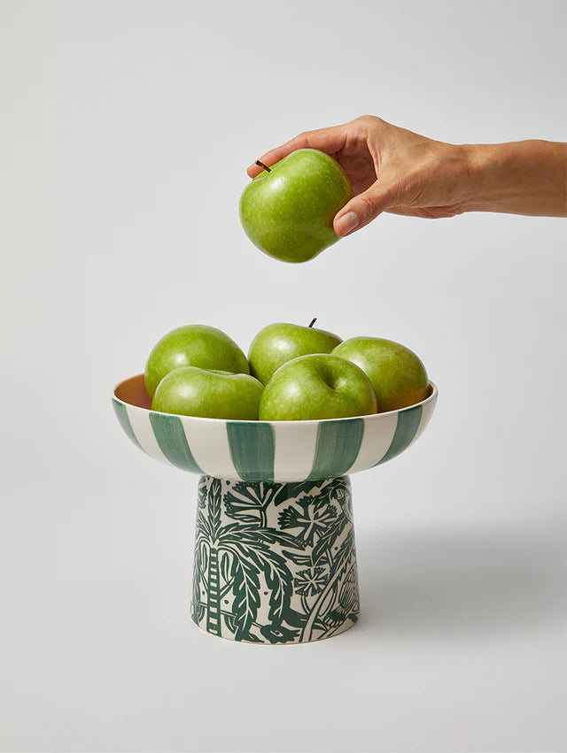 JONES & CO DEL SOL FOOTED PLATTER GREEN | THE IVY PLANT STUDIO 