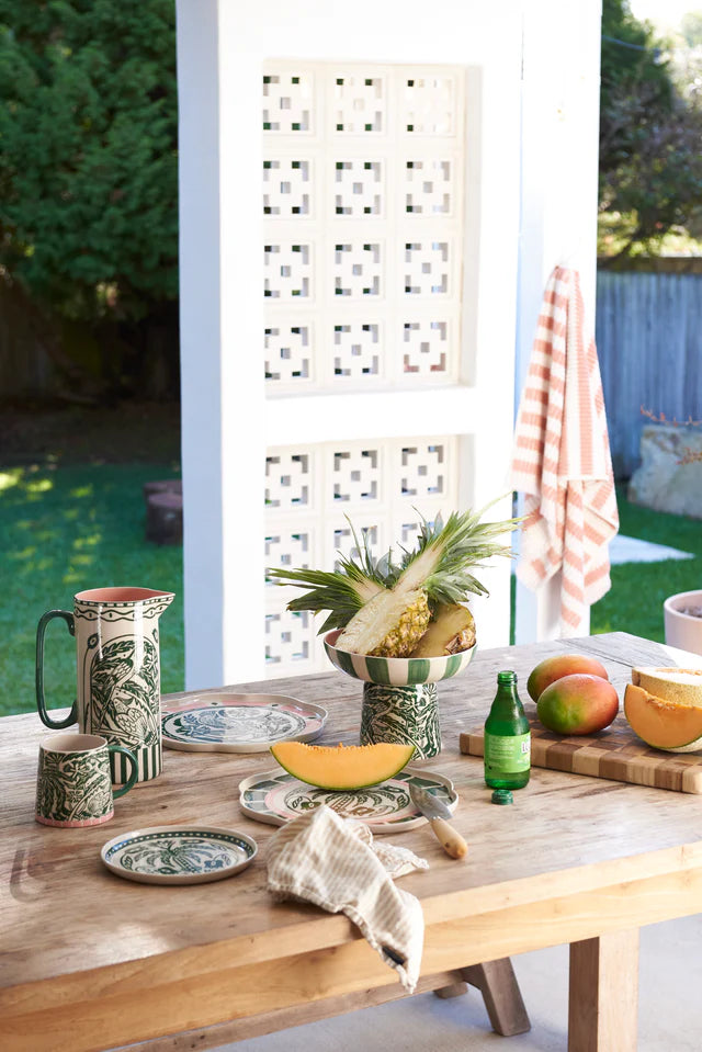 JONES & CO DEL SOL FOOTED PLATTER GREEN | THE IVY PLANT STUDIO 