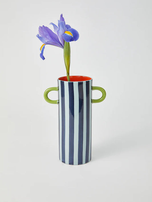 JONES & CO GRIFFE BLUE STRIPE TALL VASE | THE IVY PLANT STUDIO 