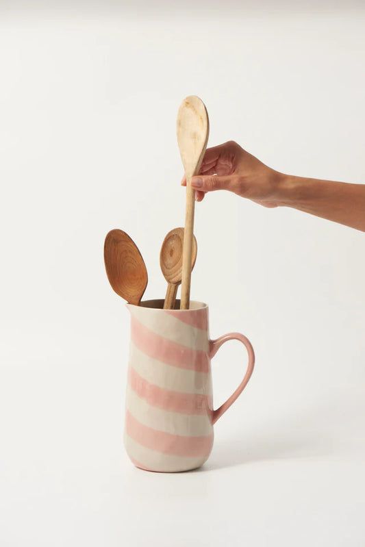 Jones & Co CABANA STRIPE JUG PINK | The Ivy Plant Studio 
