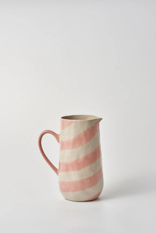 Jones & Co CABANA STRIPE JUG PINK | The Ivy Plant Studio 