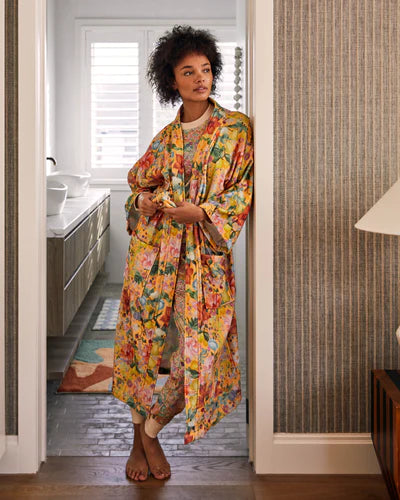 KIP & CO ABUNDANCE MARIGOLD PRINTED TERRY BATH ROBE | THE IVY PLANT STUDIO 