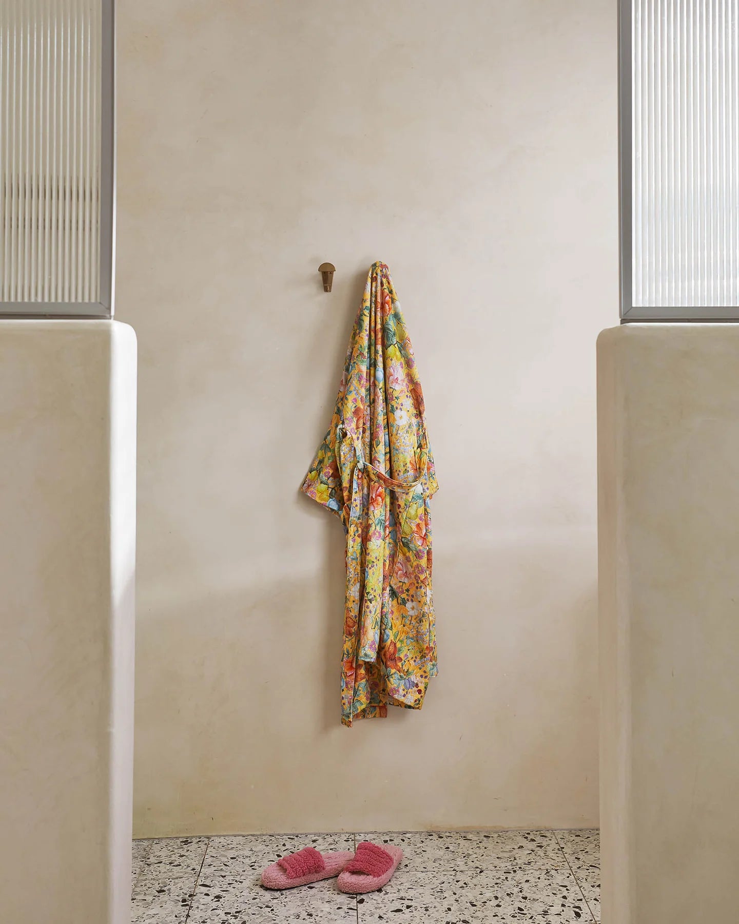 KIP & CO ABUNDANCE MARIGOLD PRINTED TERRY BATH ROBE | THE IVY PLANT STUDIO 