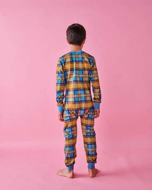 Kip & CO COSY TARTAN ORGANIC COTTON PYJAMA ONESIE | The Ivy Plant Studio