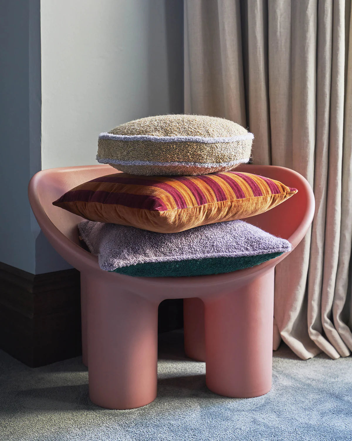 Kip & Co HUMPHREY STRIPED AND SQUARE VELVET CUSHION | The Ivy Plant Studio