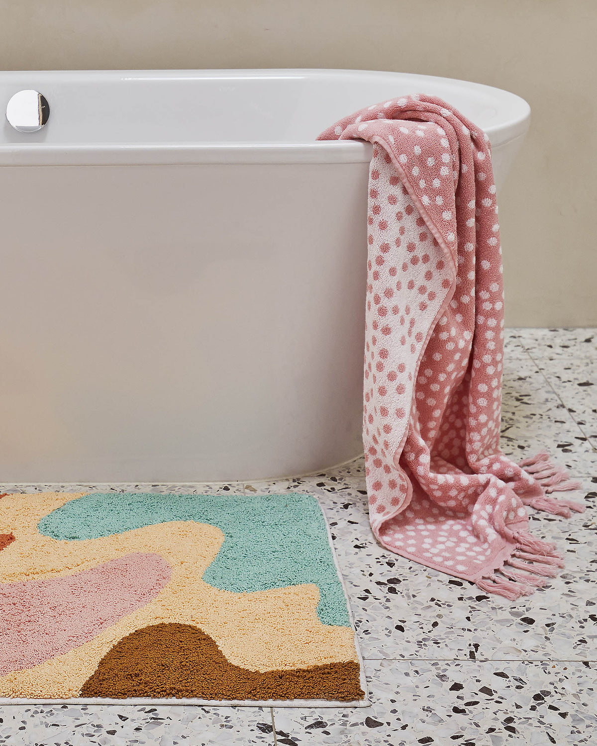 Kip & Co ISLANDS IN THE STREAM APRICOT BATH MAT | Bath Mat | Bath Rug | The Ivy Plant Studio