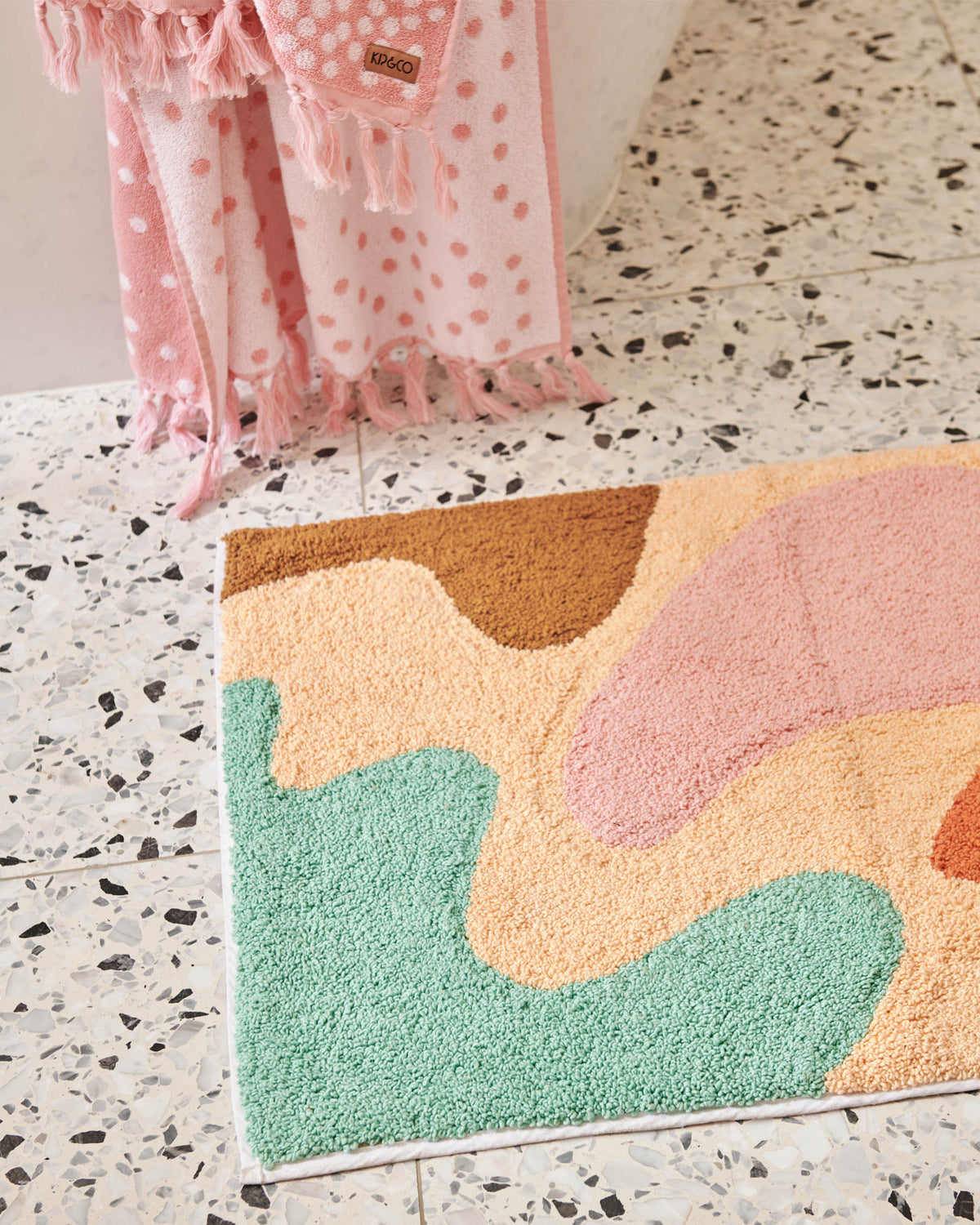 Kip & Co ISLANDS IN THE STREAM APRICOT BATH MAT | Bath Mat | Bath Rug | The Ivy Plant Studio