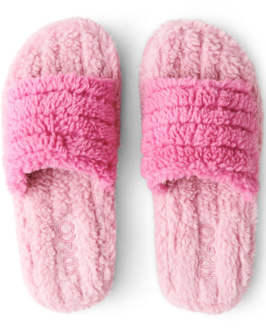 POOCHIE PINK QUILTED SHERPA ADULT SLIPPERS