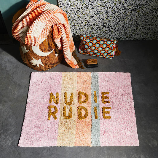 Sage X Clare TULA NUDIE BATH MAT - BUBBLEGUM STRIPE | The Ivy Plant Studio