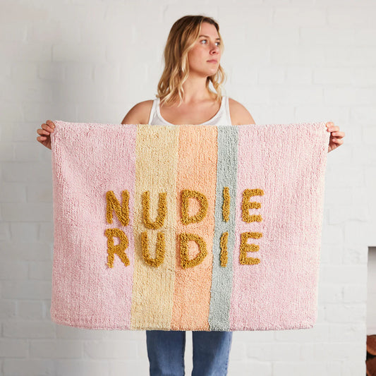 Sage X Clare TULA NUDIE BATH MAT - BUBBLEGUM STRIPE | The Ivy Plant Studio