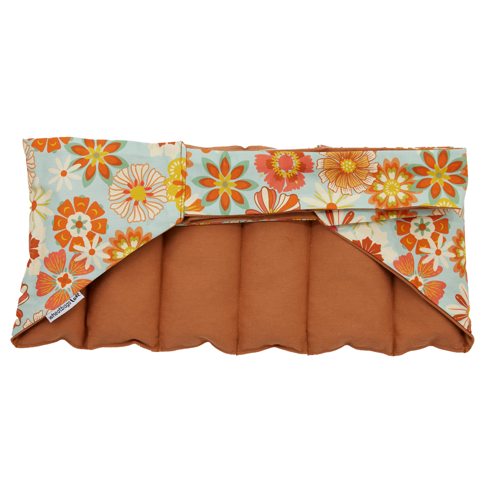 Wheatbags Love WRAP AROUND HEAT PACK - GROOVY FLOWERS KHAKI | THE IVY PLANT STUDIO