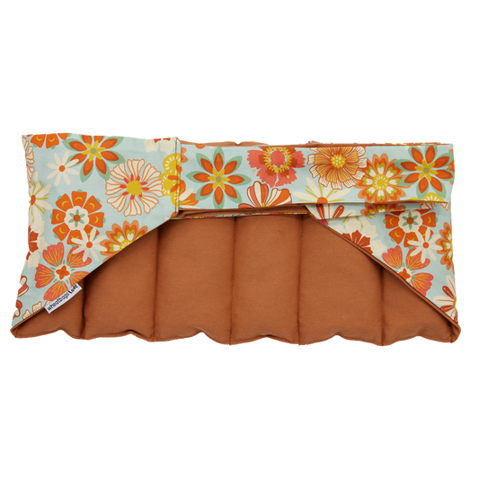 Wheatbags Love WRAP AROUND HEAT PACK - GROOVY FLOWERS KHAKI | THE IVY PLANT STUDIO