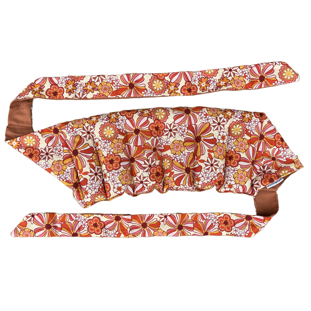 Wheatbags Love WRAP AROUND HEAT PACK - GROOVY FLOWERS ORANGE | THE IVY PLANT STUDIO