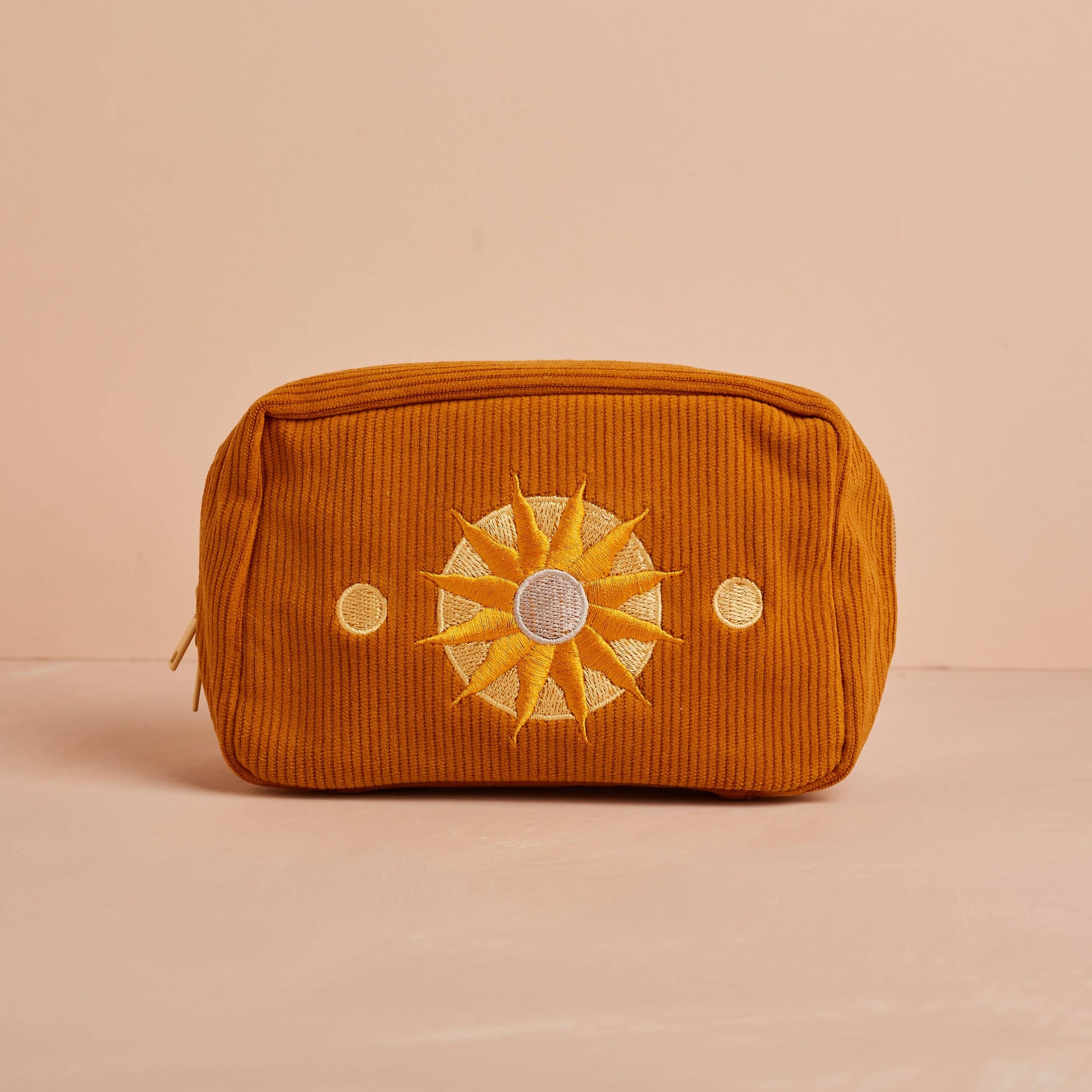 Cai & Jo Corduroy Makeup Bag in Burnt Orange | The Ivy Plant Studio 